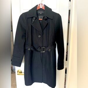 SOLD! Giacca Women's Black Belted Wool Coat SIZE L